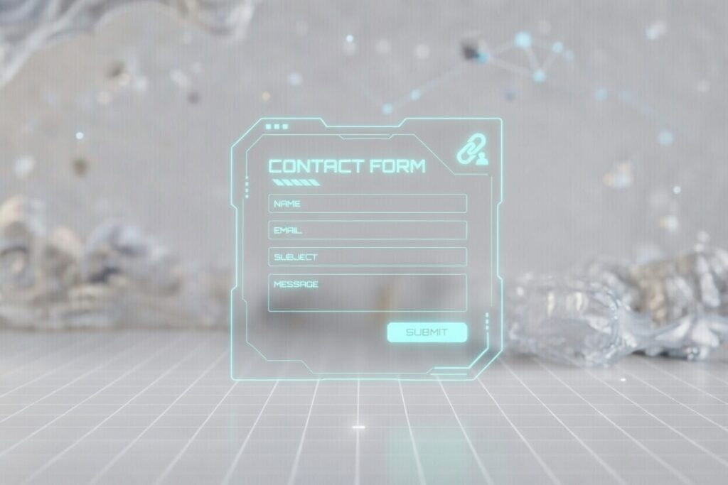 A futuristic contact form for contacting the BeautyCosmetic Guide agency