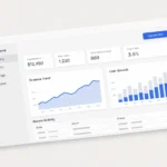 Analytics dashboard revenue trend user growth with charts and subscription metrics overview.